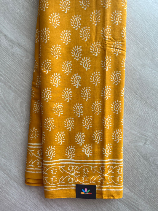 Handblock Printed Mul Cotton Saree -29865-29866