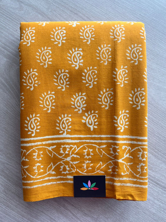 Handblock Printed Mul Cotton Saree -29865-29866