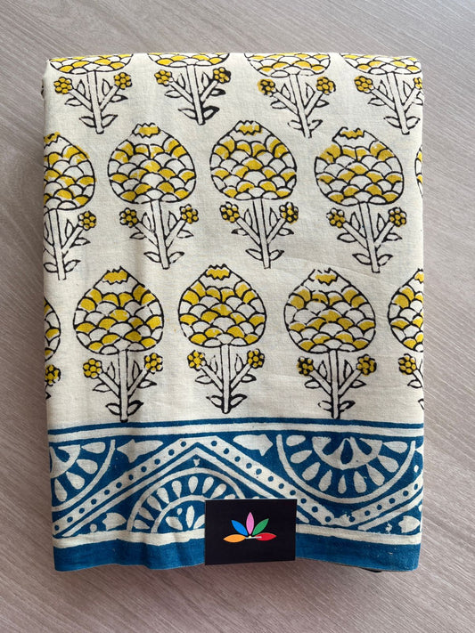 Handblock Printed Mul Cotton Saree -29869-29871
