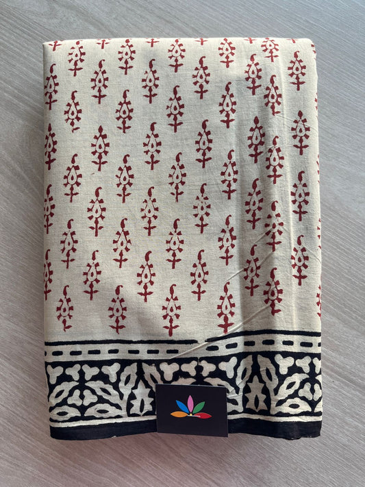 Handblock Printed Mul Cotton Saree -29872-29874