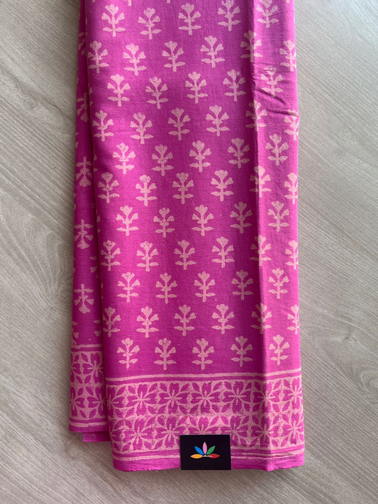 Handblock Printed Mul Cotton Saree -29875-29876