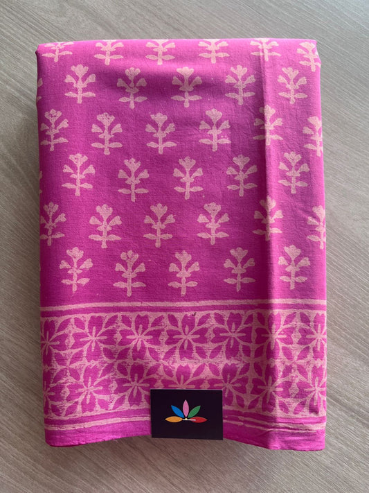 Handblock Printed Mul Cotton Saree -29875-29876