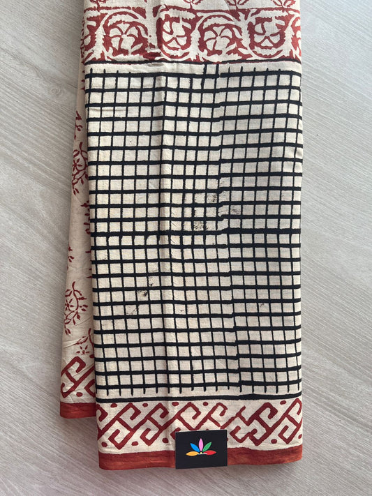 Handblock Printed Mul Cotton Saree -29877-29878