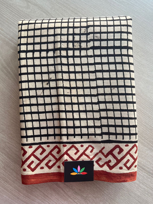 Handblock Printed Mul Cotton Saree -29877-29878