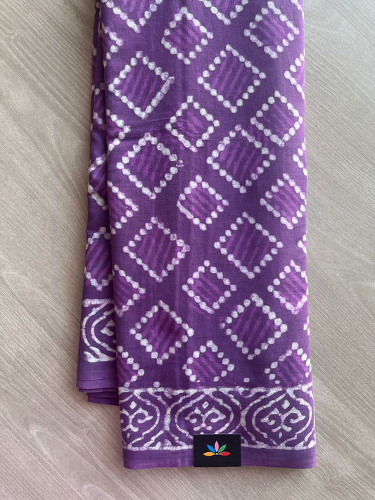 Handblock Printed Mul Cotton Saree -29879-29880