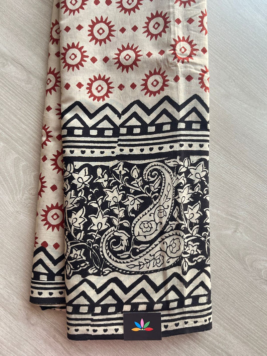Handblock Printed Mul Cotton Saree -29885-29886