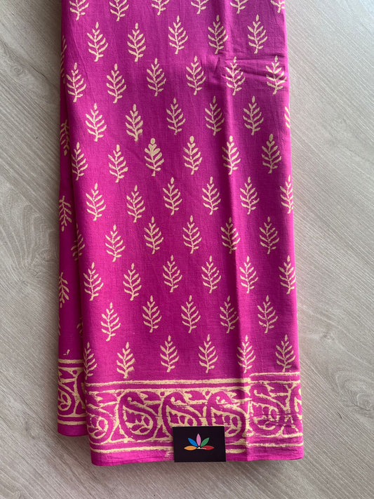 Handblock Printed Mul Cotton Saree -29887-29888
