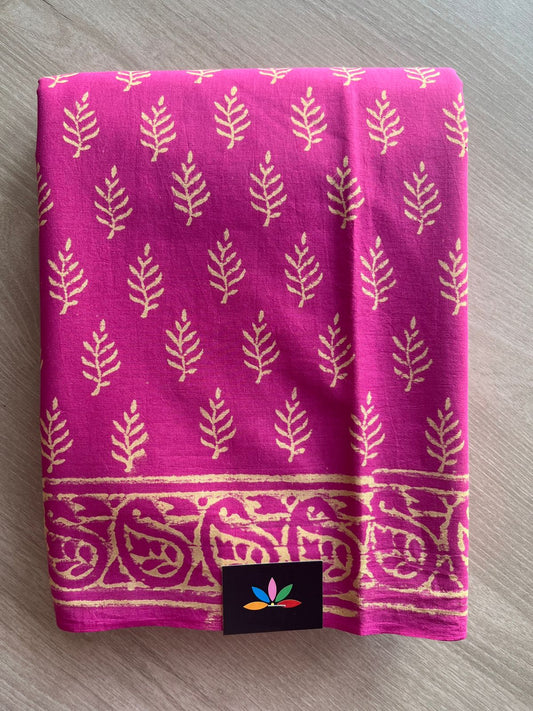 Handblock Printed Mul Cotton Saree -29887-29888