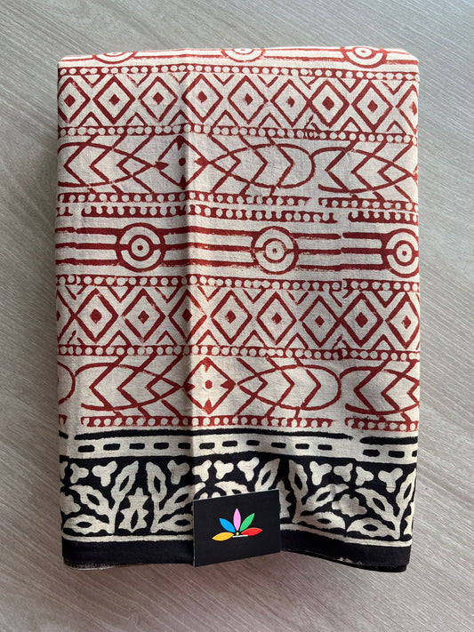 Handblock Printed Mul Cotton Saree -29891-29892