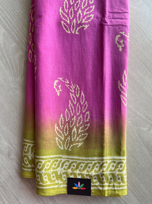 Handblock Printed Mul Cotton Saree -29893-29894