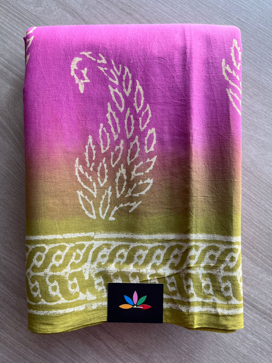 Handblock Printed Mul Cotton Saree -29893-29894