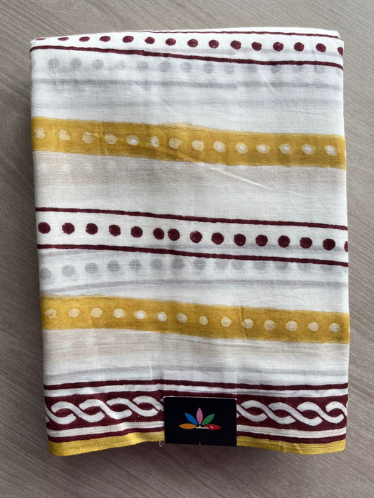 Handblock Printed Mul Cotton Saree- 23565-23566