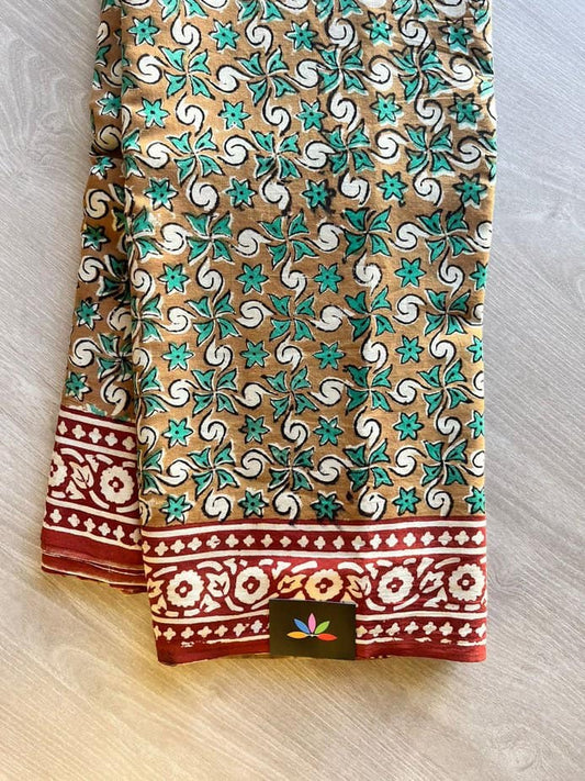 Hand Block Printed Fine Mul Cotton Saree -11569-11570