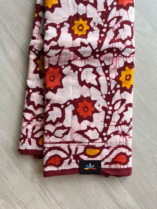 Handblock Printed Mul Cotton Saree- 23888-23889