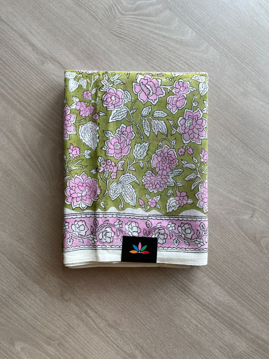 Handblock Printed Mul Cotton Saree- 23890-23891