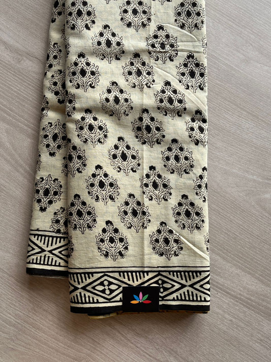 Partly pallu Handblock Printed Mul Cotton Saree- 23892-23893