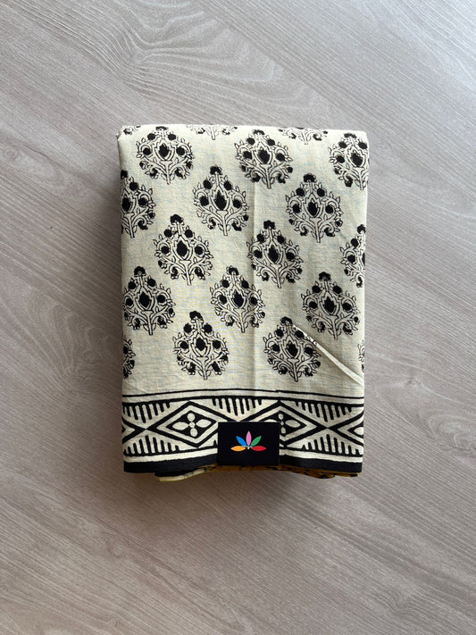 Partly pallu Handblock Printed Mul Cotton Saree- 23892-23893