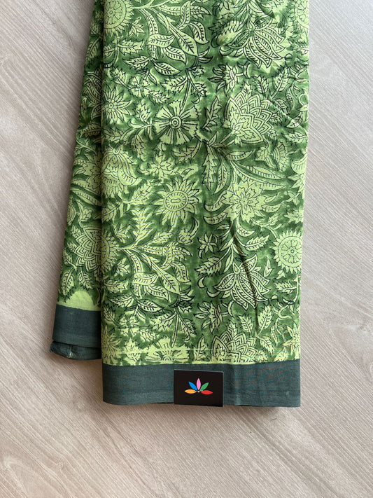 Partly pallu Handblock Printed Mul Cotton Saree- 23894-23895