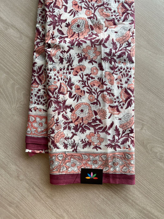 Handblock Printed Mul Cotton Saree- 23896-23897