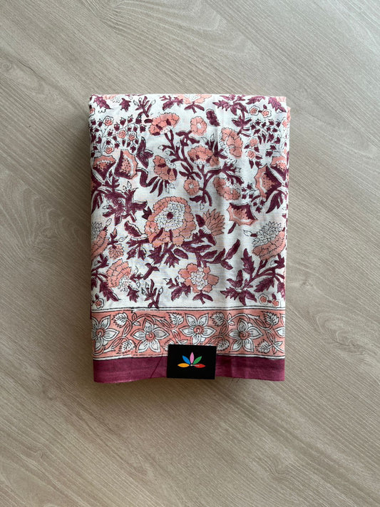 Handblock Printed Mul Cotton Saree- 23896-23897