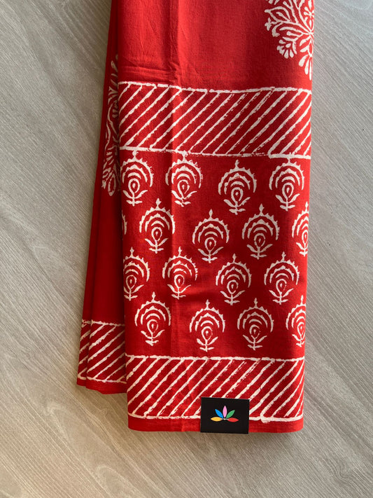 Handblock Printed Mul Cotton Saree-23910-23911