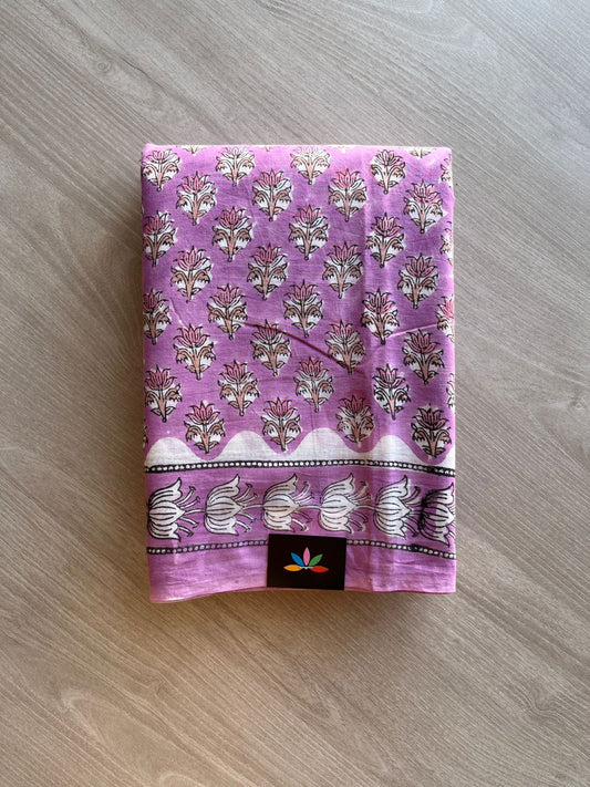 Handblock Printed Mul Cotton Saree-23916-23917