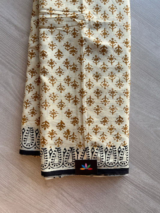 Handblock Printed Mul Cotton Saree-23918-23919