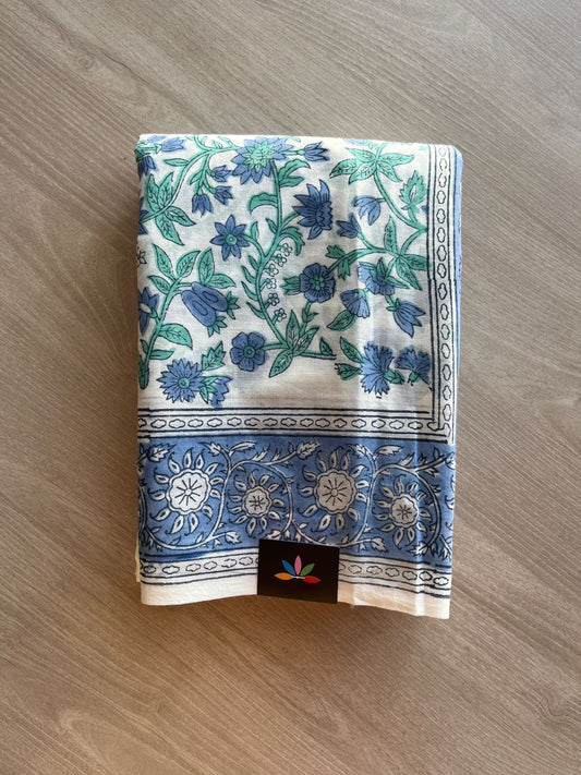Handblock Printed Mul Cotton Saree-23920
