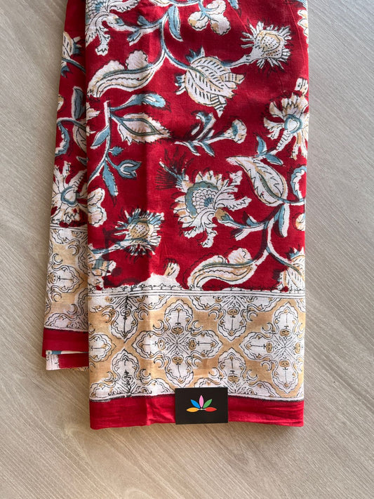 Handblock Printed Mul Cotton Saree-23922-23923