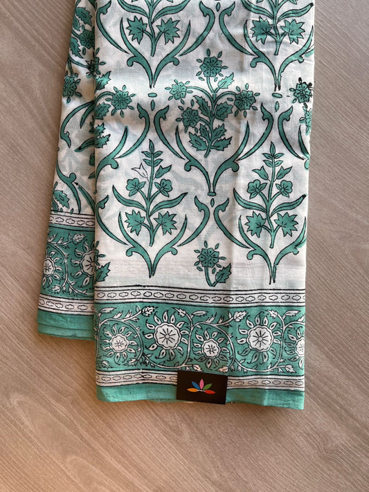 Handblock Printed Mul Cotton Saree-23926-23927