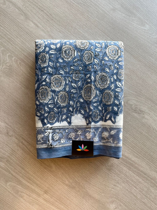 Handblock Printed Mul Cotton Saree-23930-23931