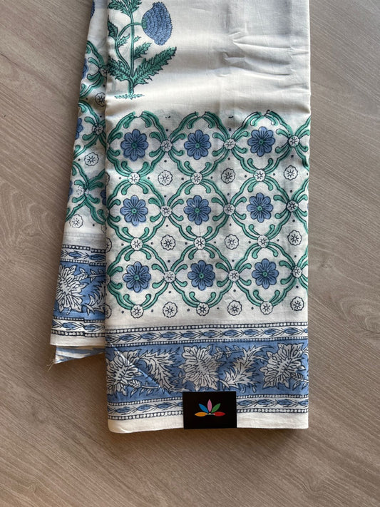 Handblock Printed Mul Cotton Saree-23956