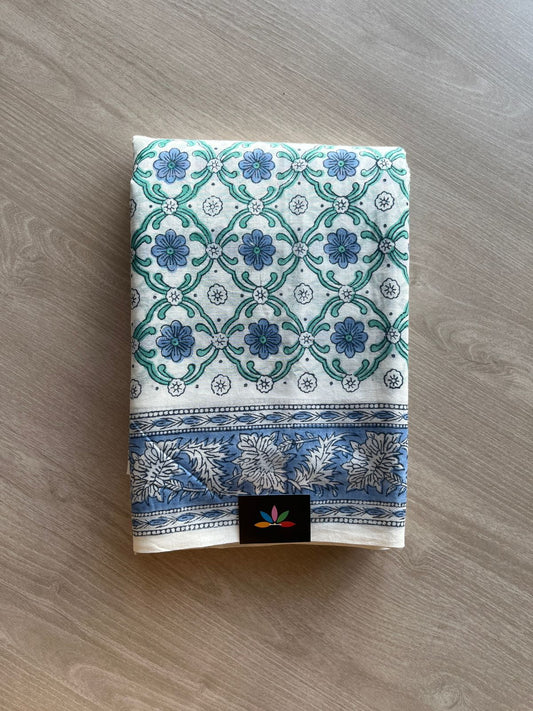 Handblock Printed Mul Cotton Saree-23956