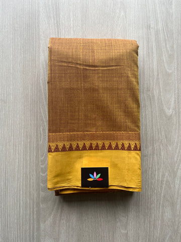 Temple Border Mangalagiri Cotton Saree(Chesnet) -4562