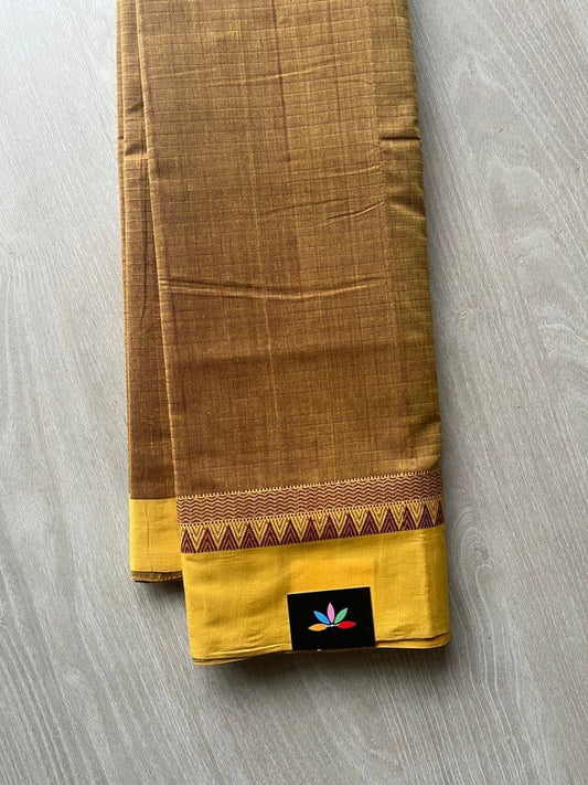 Temple Border Mangalagiri Cotton Saree(Chesnet) -4562