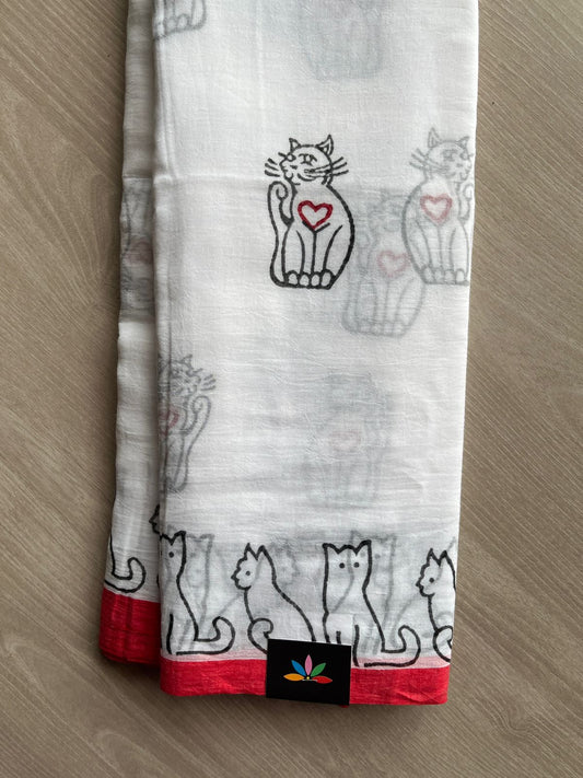 Printed Mul Cotton Saree (Without blouse)-31032