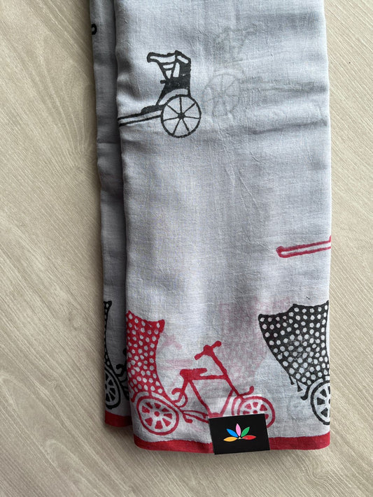 Printed Mul Cotton Saree (Without blouse)-31035