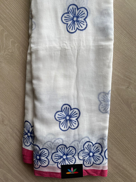 Printed Mul Cotton Saree (Without blouse)-31041