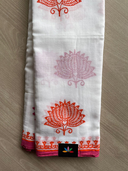 Printed Mul Cotton Saree (Without blouse)-31042
