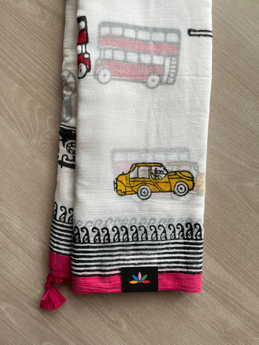 Printed Mul Cotton Saree (Without blouse)-31044