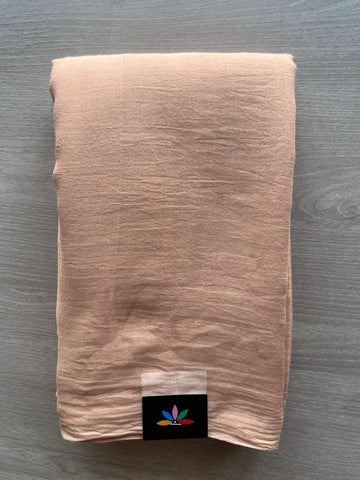 Peach Beige Plain Feather Light Mul Cotton Saree (Without blouse) - 31674