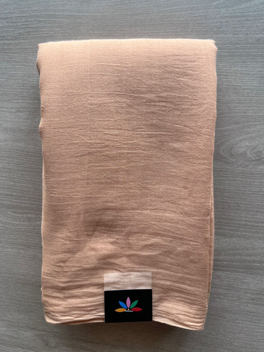 Peach Beige Plain Feather Light Mul Cotton Saree (Without blouse) - 31674