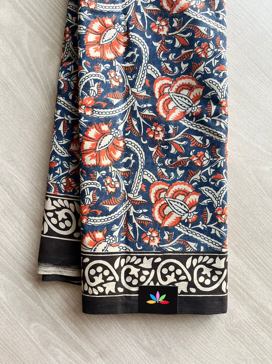 Hand Block Printed Fine Mul Cotton Saree -12414-12415