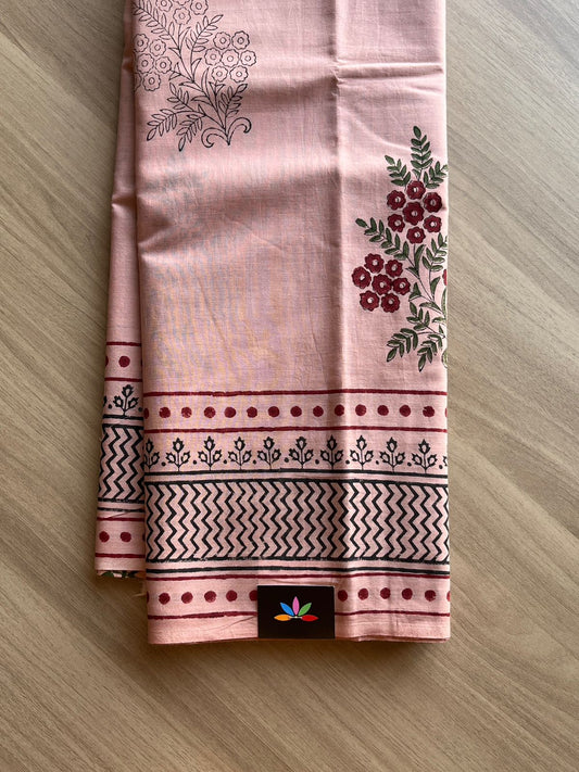 Hand Block Printed Fine Mul Cotton Saree -13869