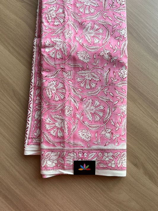 Hand Block Printed Fine Mul Cotton Saree -13872