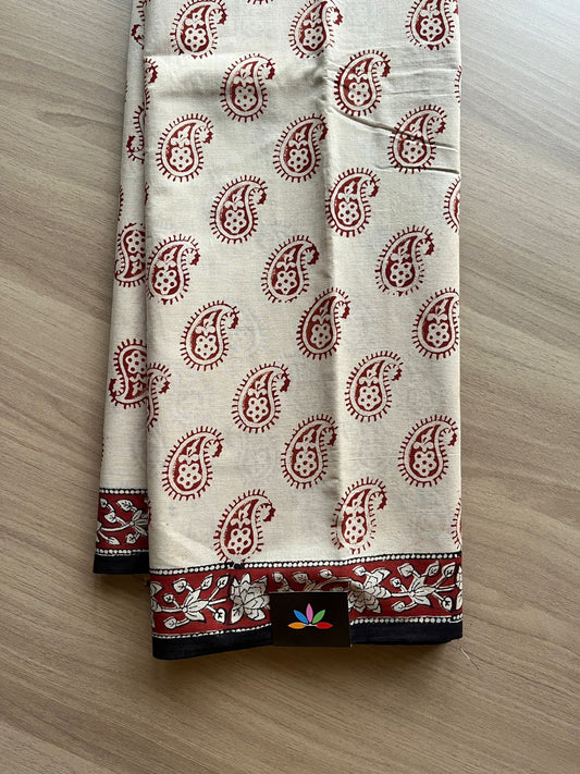 Hand Block Printed Fine Mul Cotton Saree -13881