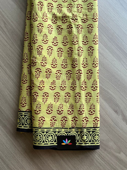 Hand Block Printed Fine Mul Cotton Saree -13885