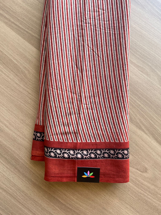 Hand Block Printed Fine Mul Cotton Saree -13888