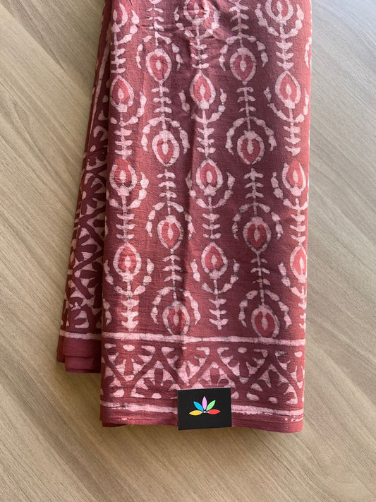 Hand Block Printed Fine Mul Cotton Saree -13894