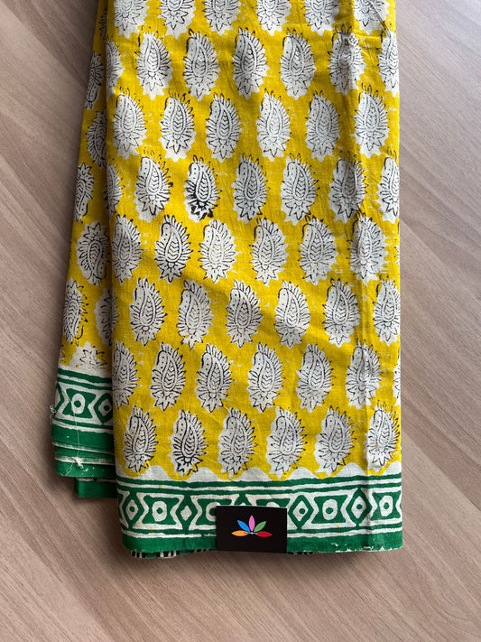 Hand Block Printed Fine Mul Cotton Saree -13899-13900